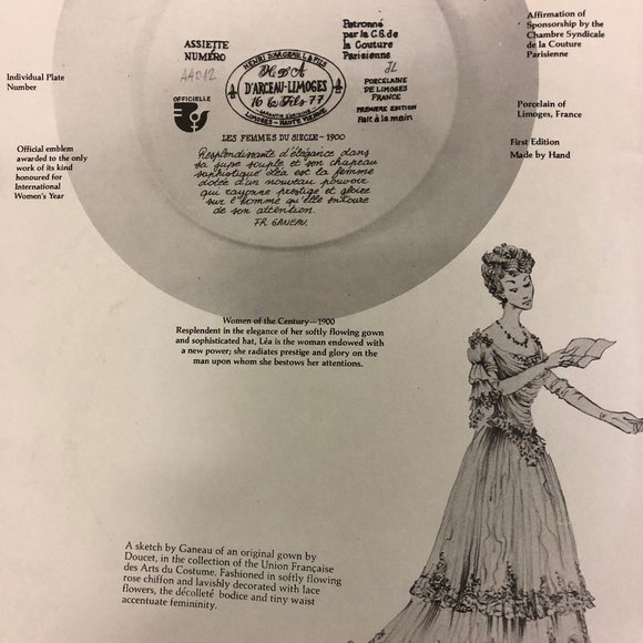 1900 Ganeau's Women of the Century Porcelian COA - Picture 5 of 8